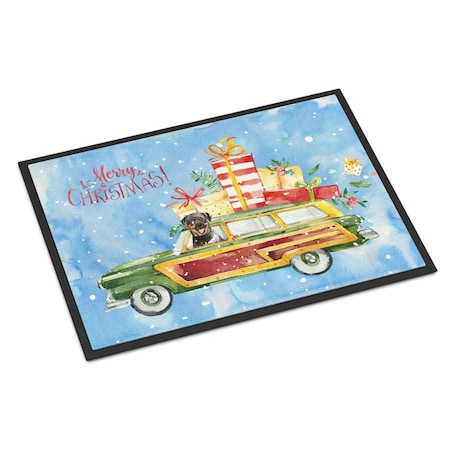 Carolines Treasures 24 x 36 in. Merry Christmas Rottweiler Indoor or Outdoor Mat CK2417JMAT